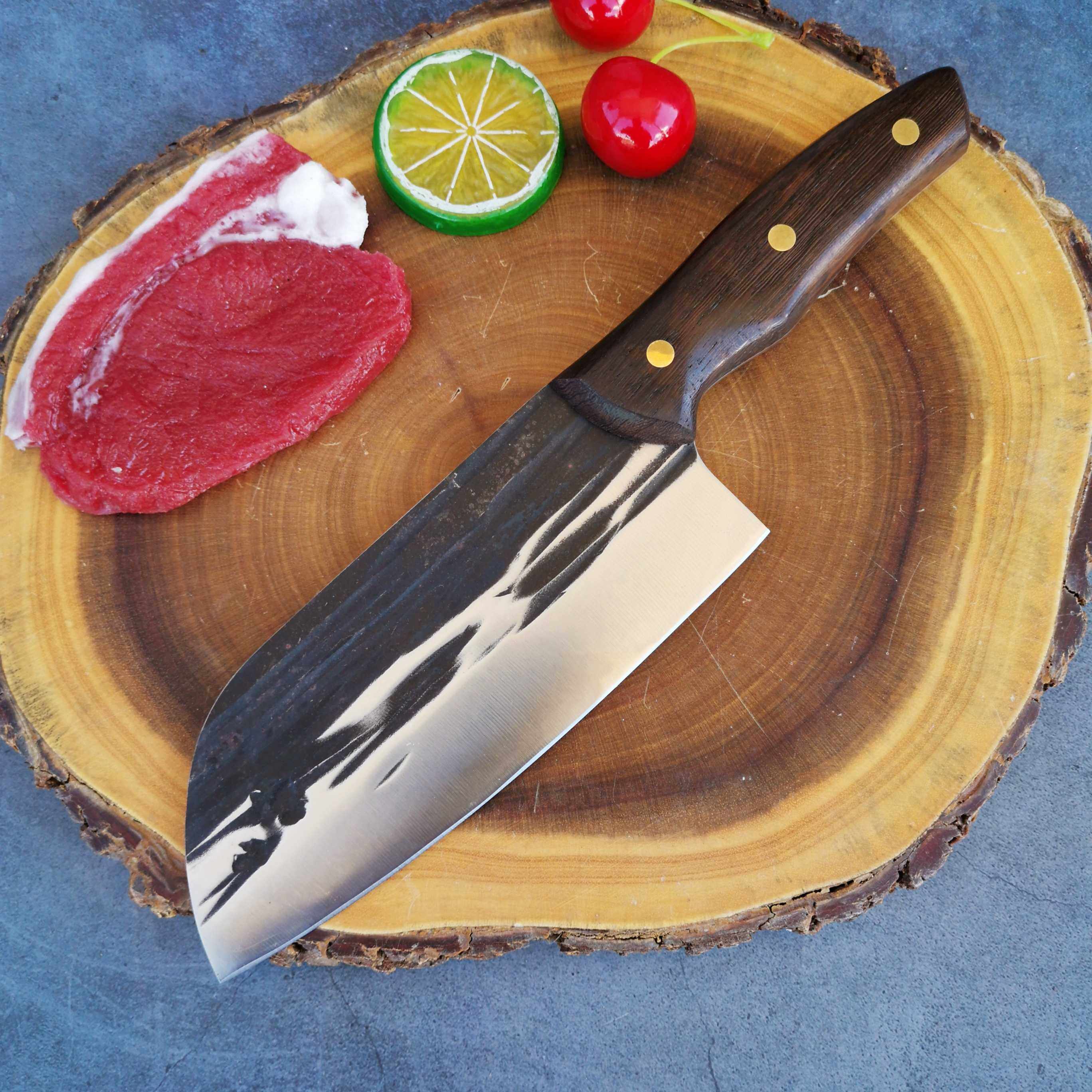 高密菜刀手工锻打砍骨头两用厨师专用超快锋利家用切菜切肉刀具