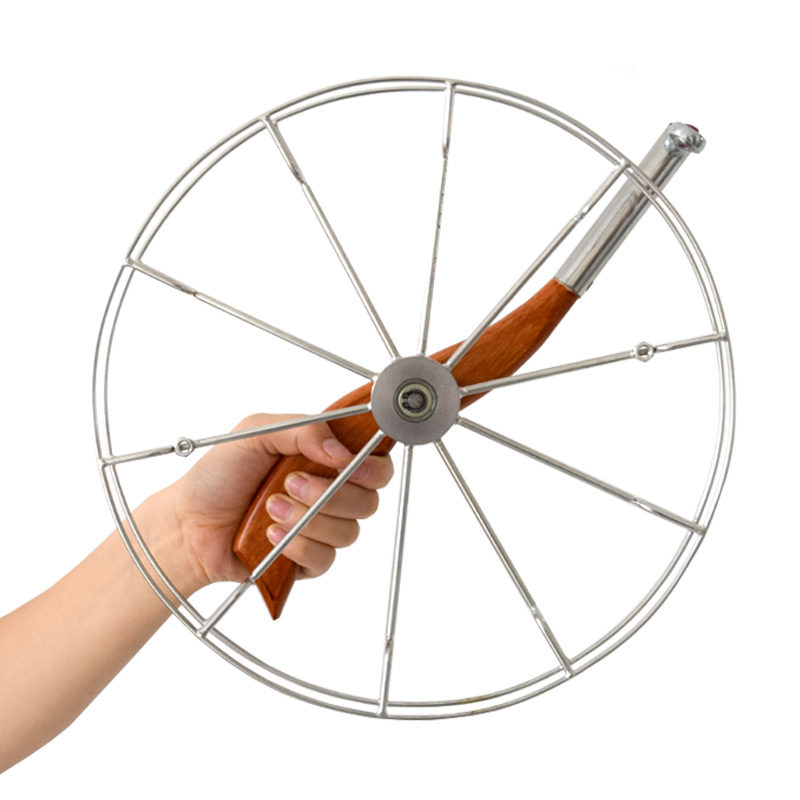 风筝盘鹰轮胜利不锈钢28-32-36cm大轴承静音手握轮橡木微风收线轮