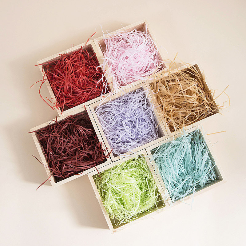 伴手礼装饰婚庆喜糖盒子拉菲草填充物碎纸丝生日礼物盒礼品包装盒