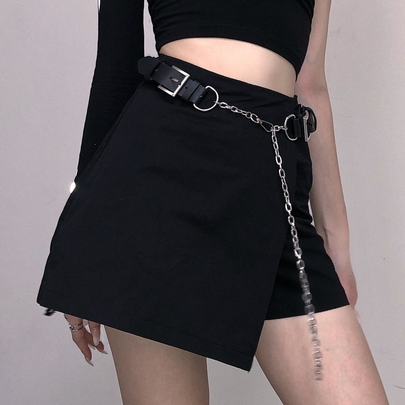 半身裙女早秋新款韩版ins百搭黑色高腰链条jk裤裙+修身显瘦上衣潮|ruв категории Женская одежда, юбка - от Buy2taobao.com для оказания профессиональной услуги покупки агента Taobao