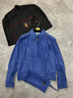 现货 法国 zilli 泽利 秋冬男士麂皮翻领宝蓝色飞行员皮夹克外套