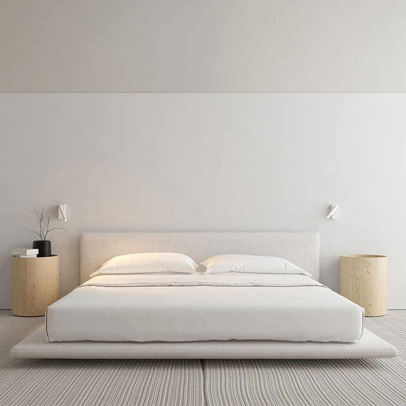 日式极简侘寂风床北欧现代简约ins布艺床榻榻米落地床无床头矮床