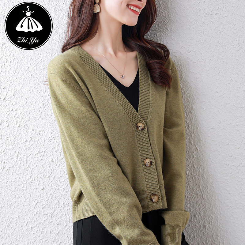 小款针织开衫女毛衣外套2021秋冬新款韩版宽松百搭洋气披肩外搭