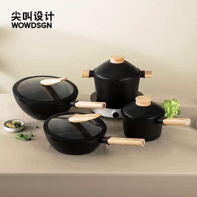 尖叫设计 Taste Plus悦味元木平底炒菜锅家用不粘锅电磁炉煤气灶|ruв категории кухня/посуда, посуда, горшок/горшок/чайник, сковородка - от Buy2taobao.com для оказания профессиональной услуги покупки агента Taobao