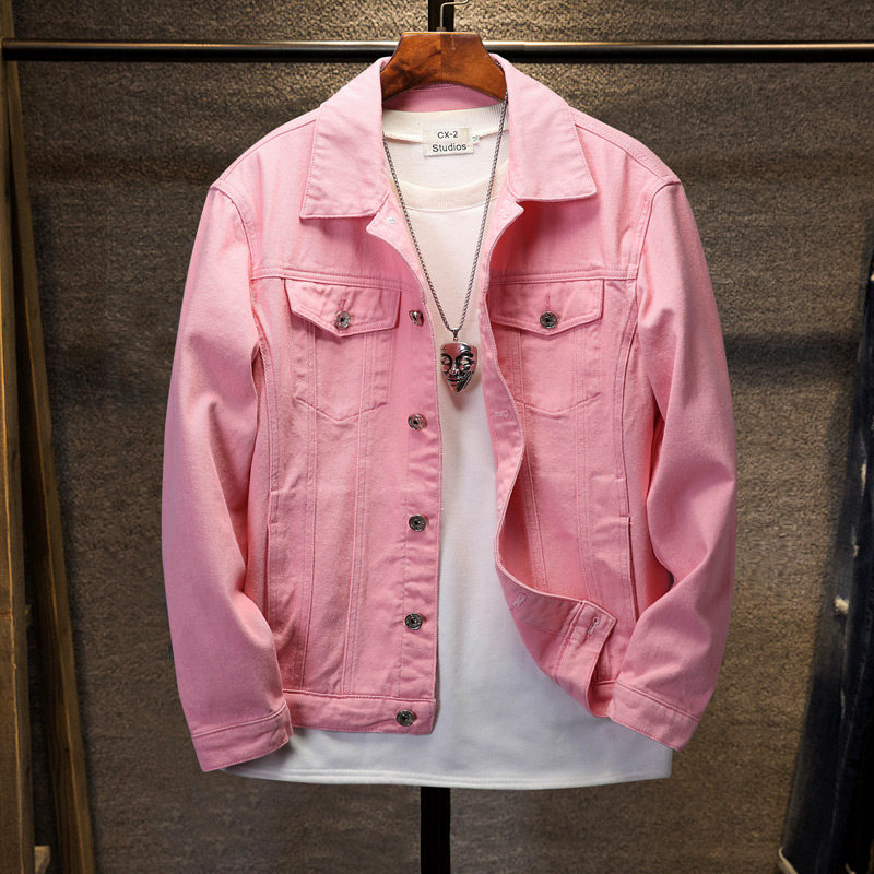 红色牛仔外套男