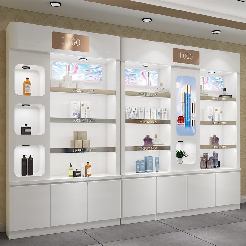化妆品展示柜烤漆简约专柜护肤品展柜形象柜美容院产品展示柜定制