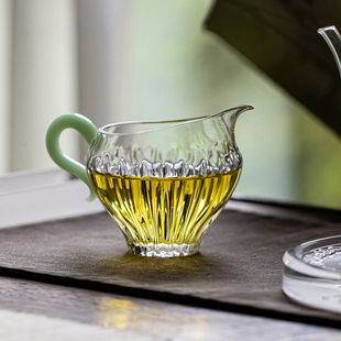 加厚耐高温玻璃公道杯 高档透明分茶器功夫茶具配件带把防烫茶海