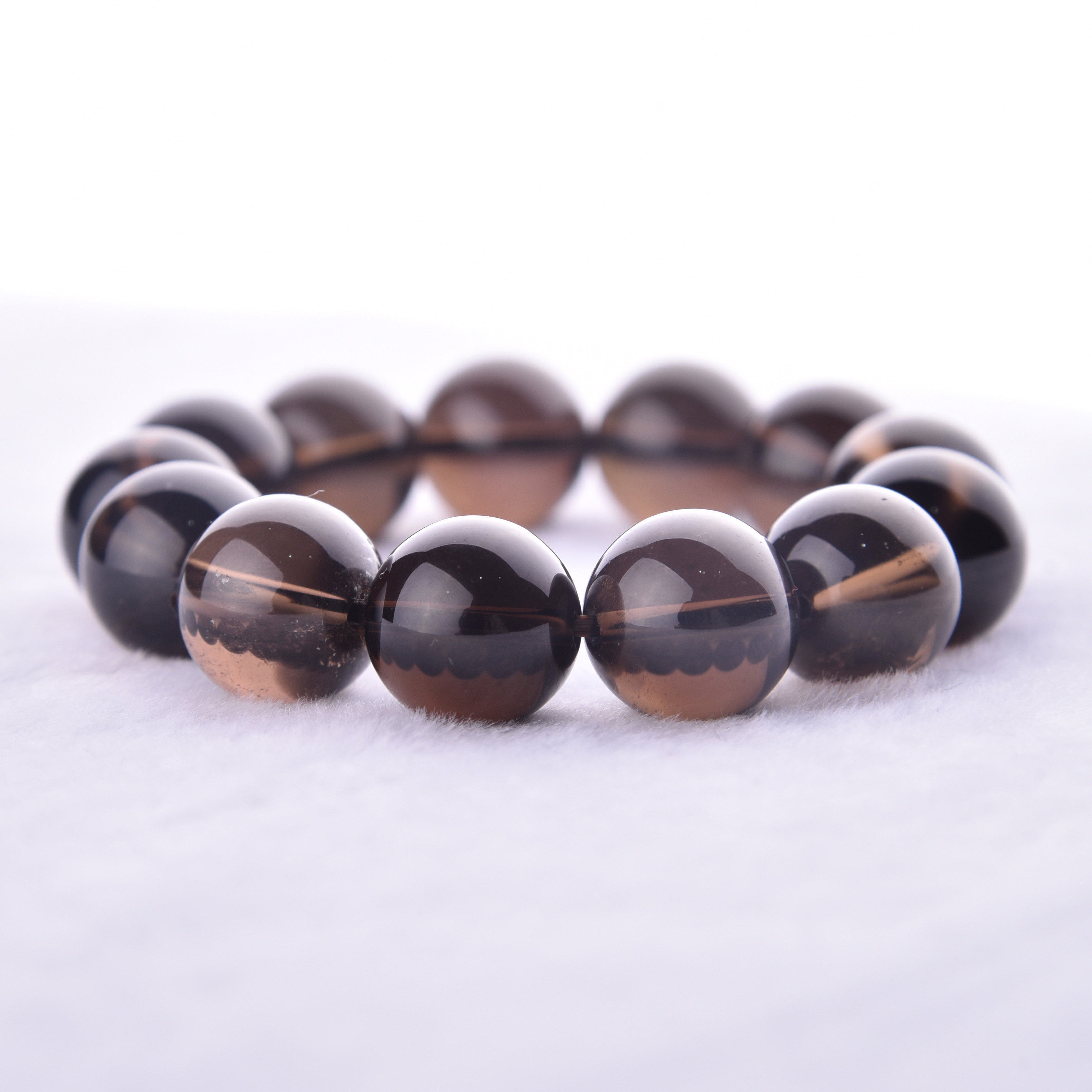 茶水晶烟水晶-光素手串(附鉴定证书)