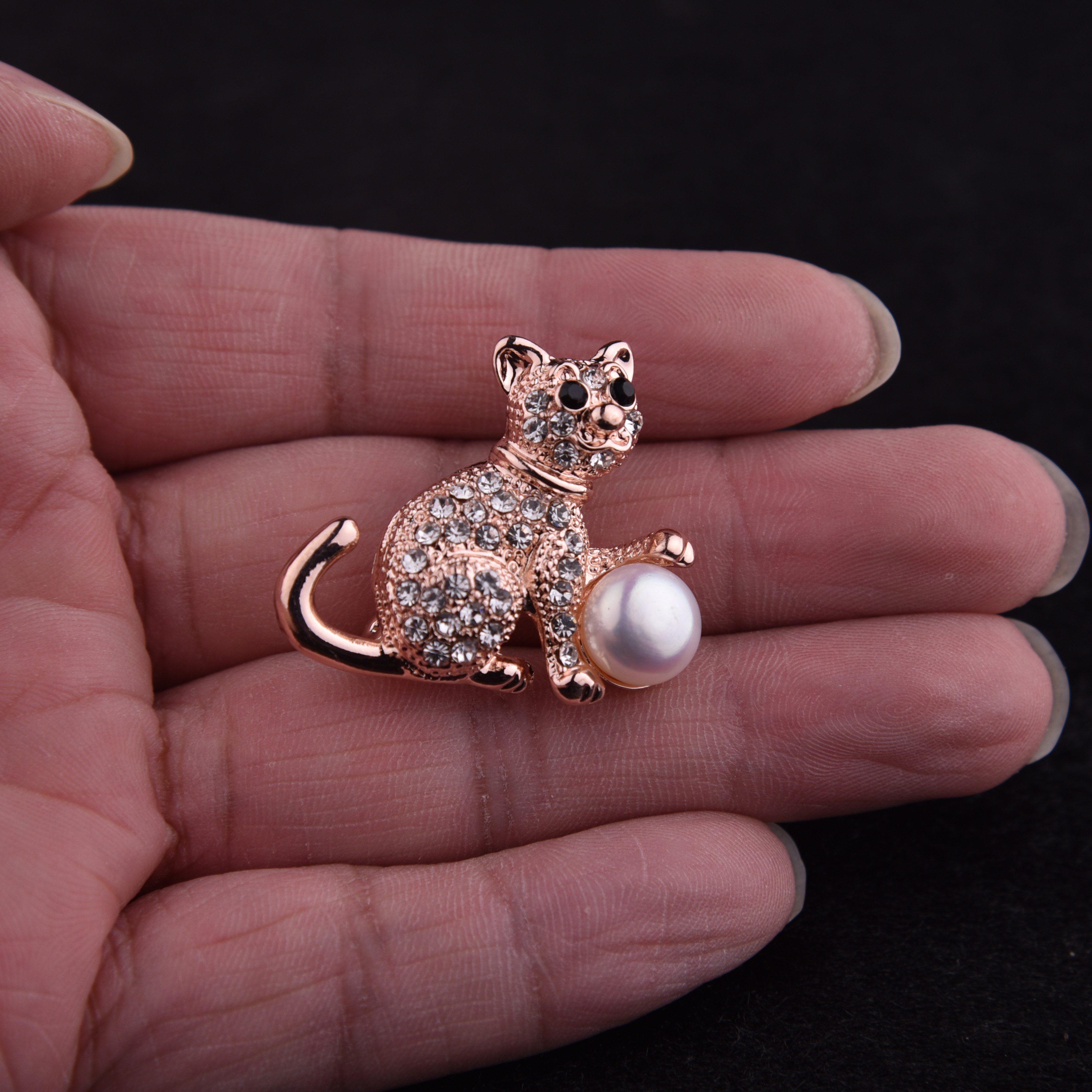 猫型珍珠胸针吊坠