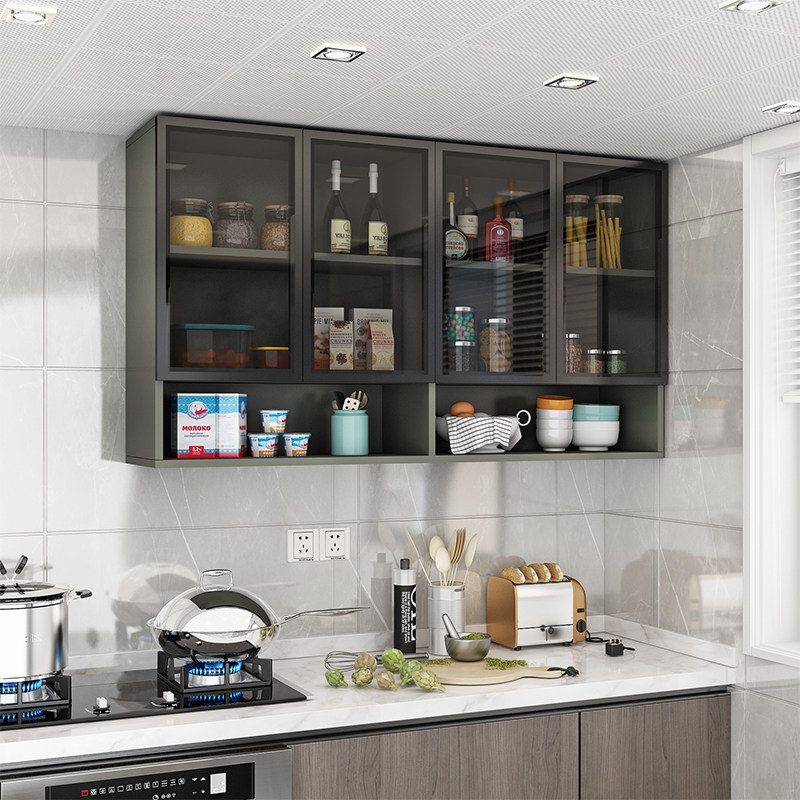 锦汇定制轻奢玻璃门厨房吊柜浴室挂柜子壁挂墙上柜子顶柜阳台柜子