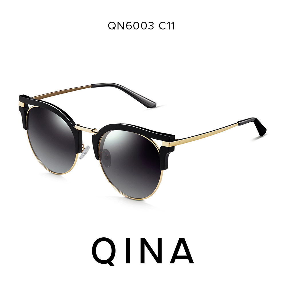 qina亓那太阳镜 女2017潮圆脸复古墨镜女猫眼墨镜开车偏光镜 女