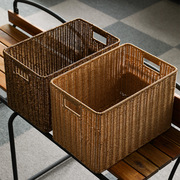 Imitation rattan storage basket plastic basket drawer storage basket sundries snack storage basket bookshelf finishing storage basket