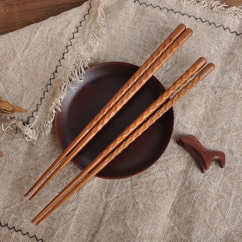 韩风实木筷复古切角小众餐具餐厅民宿商用筷子日式尖头筷23.5厘米