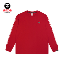 AAPE men's autumn and winter ape face badge side letter print trend long sleeve T-shirt 0379xxd