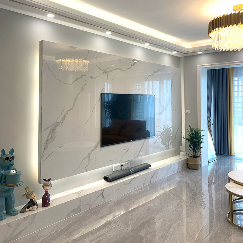 900x1800连纹岩板悬空电视背景墙客厅现代简约轻奢大理石大板格栅