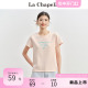 拉夏贝尔/La Chapelle短袖t恤女夏季字母印花时尚百搭圆领上衣