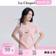 拉夏贝尔/La Chapelle短袖T恤女夏装字母刺绣修身显瘦短款上衣
