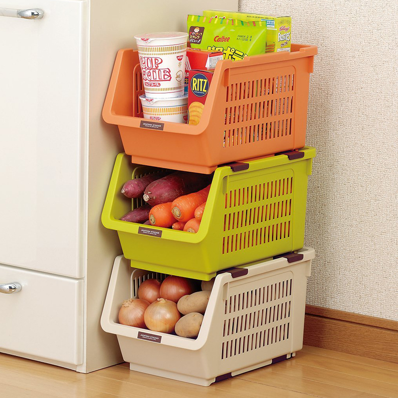 日本进口厨房置物架层架落地收纳架储物架整理架子水果蔬菜收纳筐