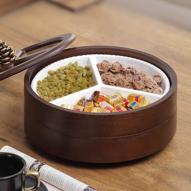 幹果盒食品收納盒水果幹貨多層分格零食家用陶瓷帶蓋木質糖果盒在類目 餐飲具, 餐具, 果盆/果盤/果籃中 - 來自Buy2taobao.com提供專業的淘寶代購服務