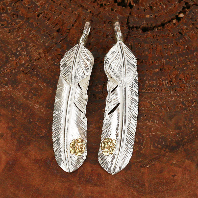 牛钝高桥上银葵扇点金蔷薇花羽毛项链吊坠挂坠925银手工银饰情侣