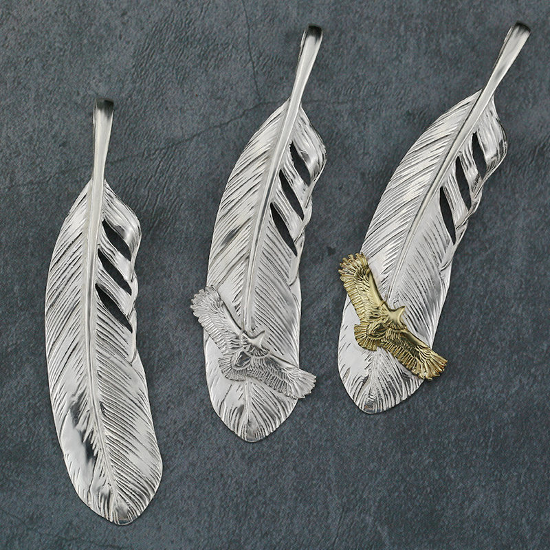 牛钝精工 菊地健kenkikuchi迷你鹰大羽毛项链吊坠纯银925男女个性