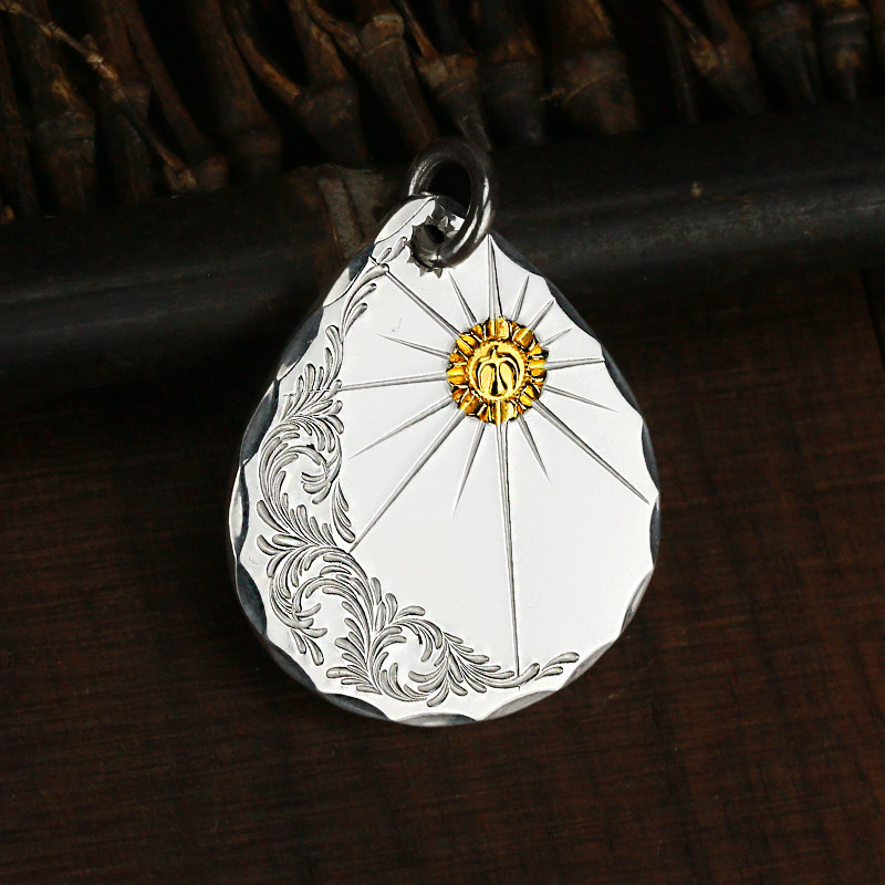 牛钝精工菊地健kenkikuchi飞鸟点金印台射线唐草银饼吊坠手工纯银