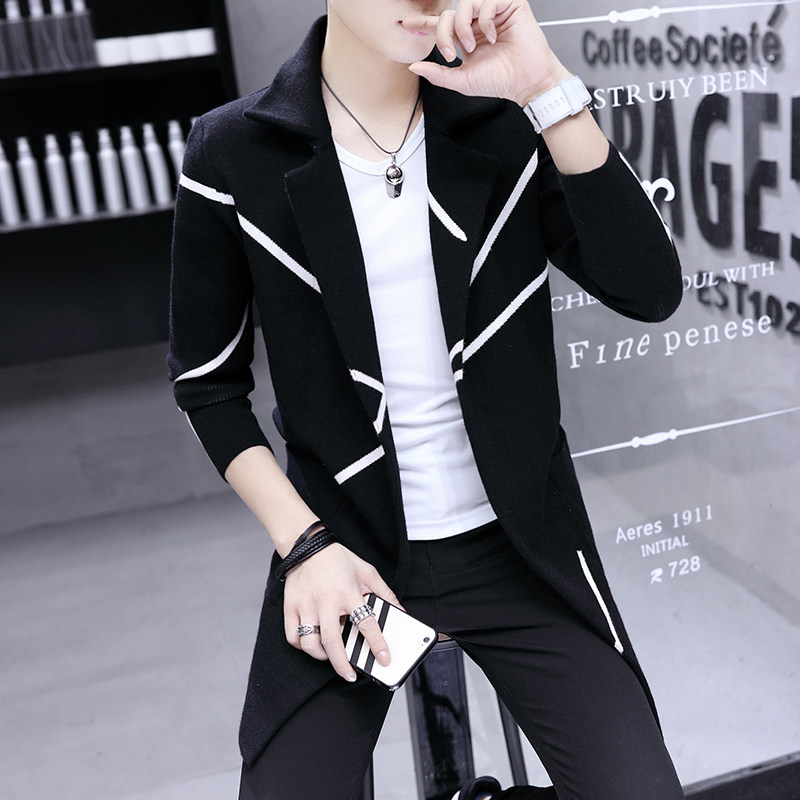 秋季風衣男加絨加厚中長款男士外套2017新款披風學生帥氣韓版修身