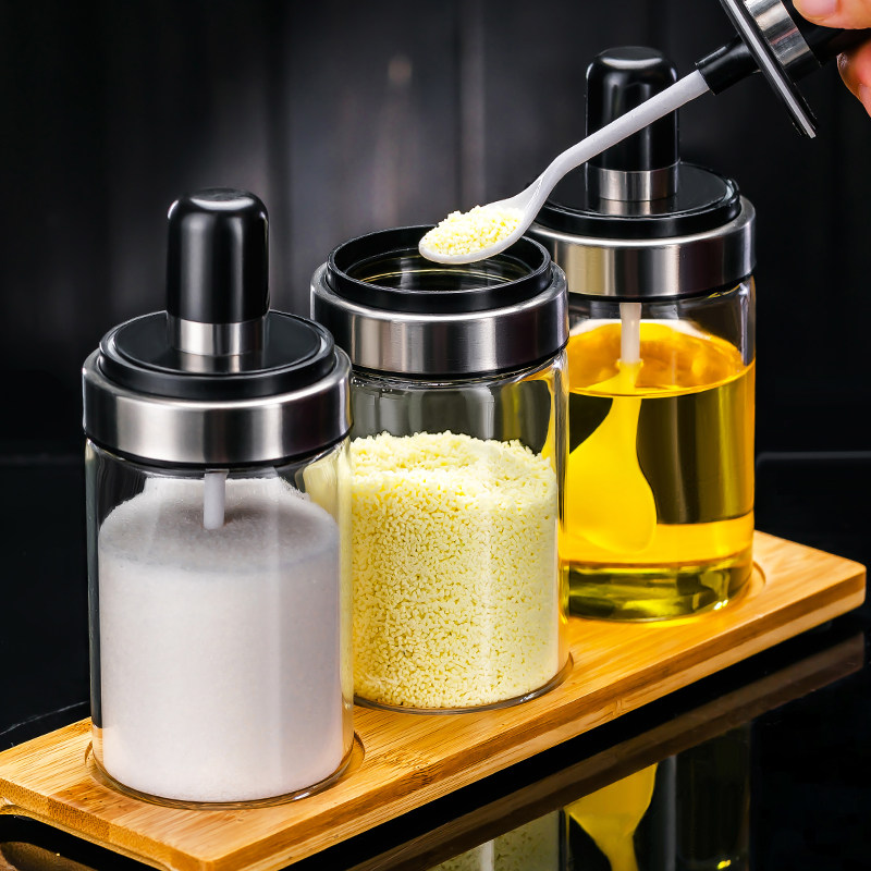 玻璃厨房盐糖味精调料盒调味罐油盐罐糖罐套装组合装北欧家用创意