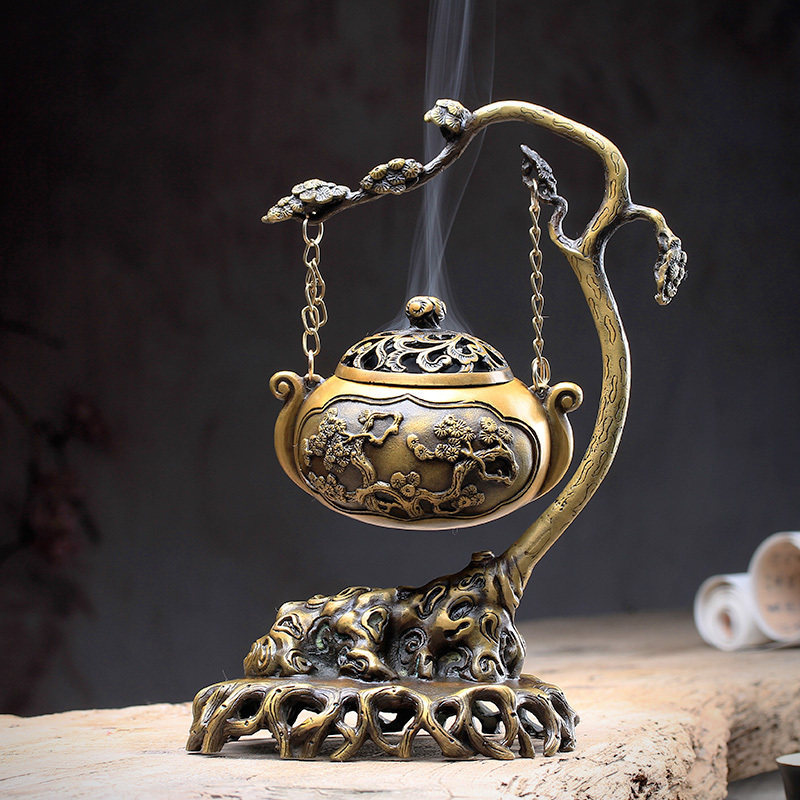 青沉家用仿古琉璃香炉摆件供佛三足宣德炉盘供奉炉焚香薰炉 原价1300