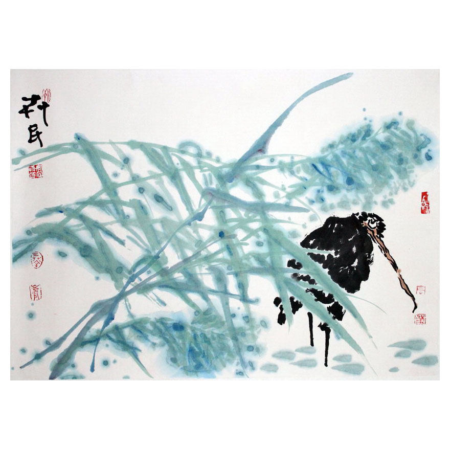 高卉民《芦苇花鸟》清华美院导师 国家画院研究员