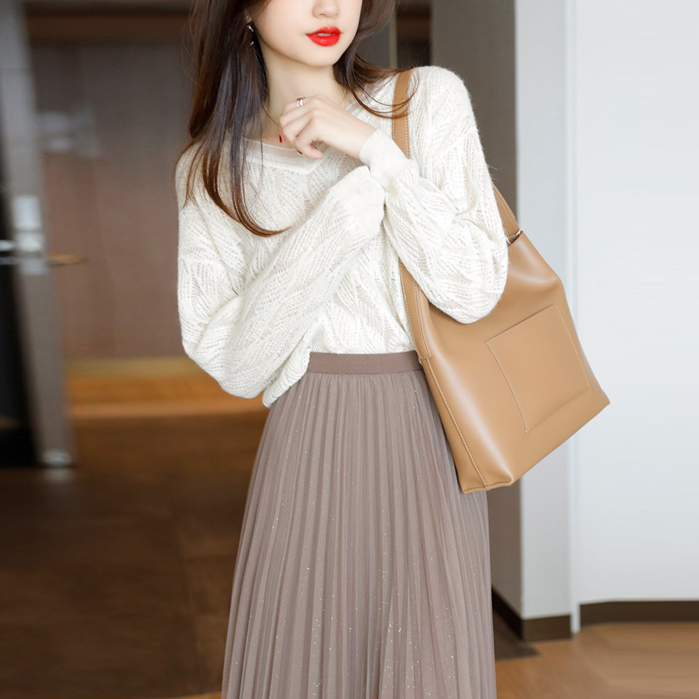 早秋时尚港风复古chic网红洋气减龄气质百褶半身裙上衣两件套装女