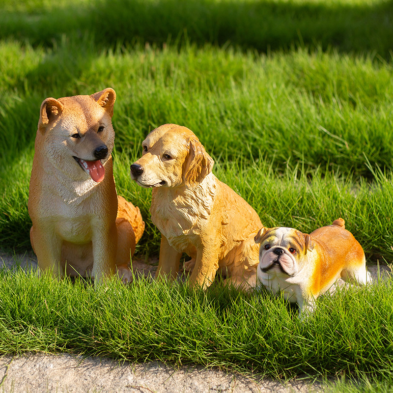 仿真宠物狗模型树脂雕塑柴犬落地摆设金毛家居装饰露台庭院摆件