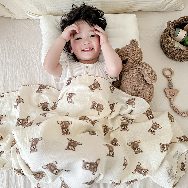 宝宝夏凉被婴儿纱布毯小被子新生儿夏季薄盖毯儿童幼儿园午睡毯子