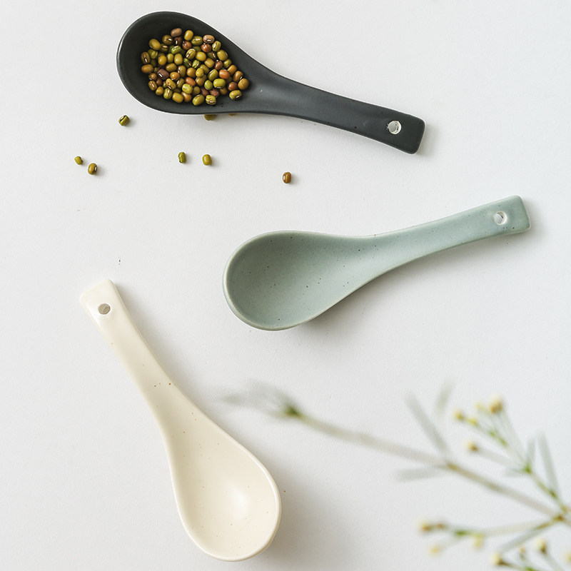家用日式小勺子调羹饭勺甜品勺儿童陶瓷小号汤勺餐具吃饭羹匙