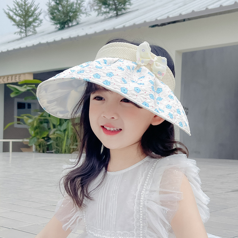 儿童防晒帽遮阳2一年级8到12岁小学生上学专用蝴蝶结帽子女童可爱