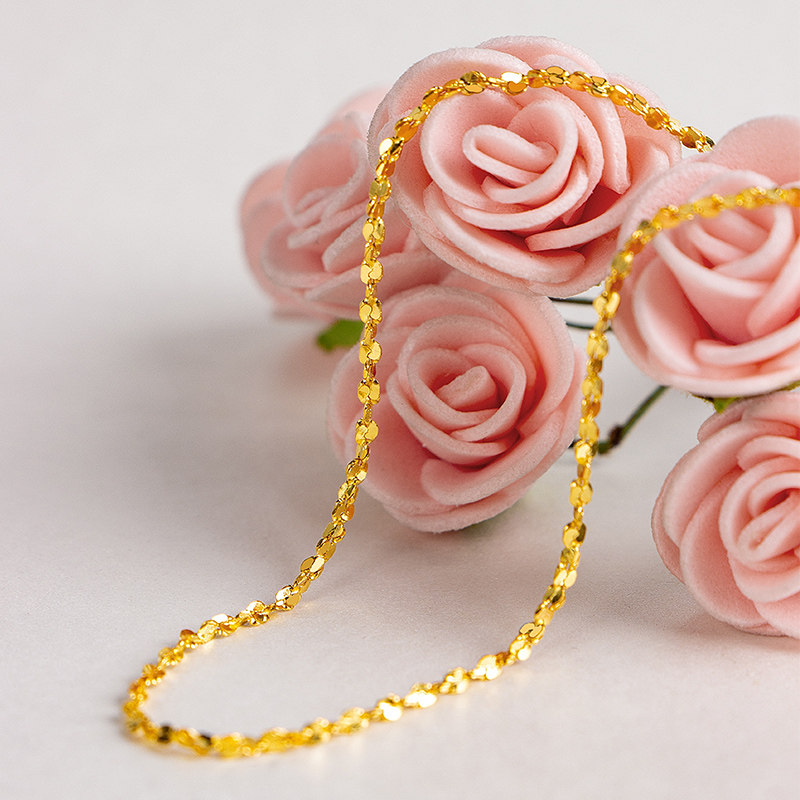 钻之心 黄金项链女足金9999满天星素链锁骨链细链百搭克价金链子