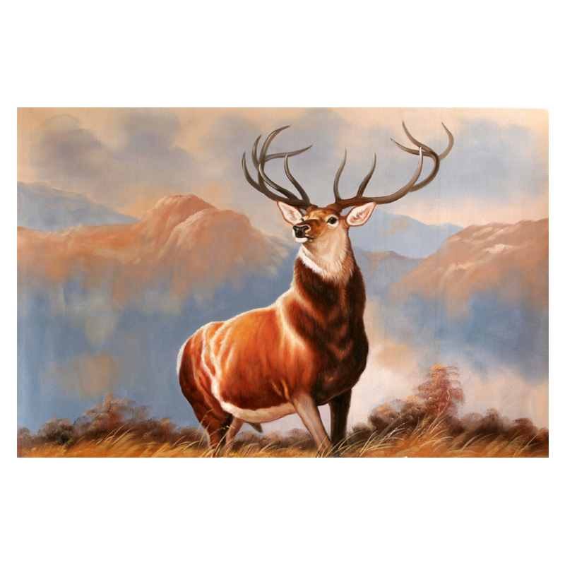 温寅财《一鹿高升》布面油画 60x90cm