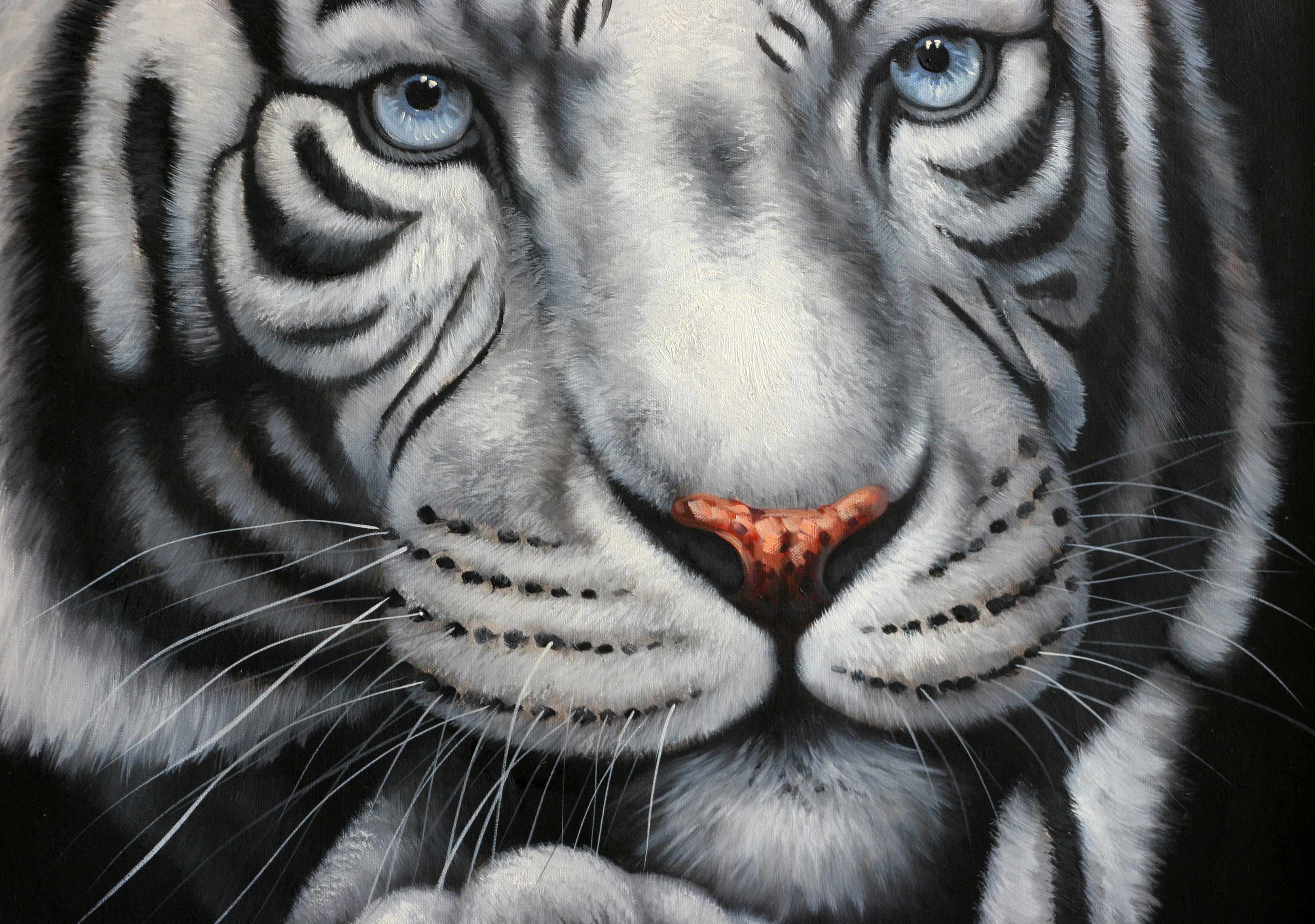 黄业灿《虎》布面油画 80x80cm