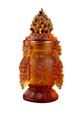 佛具用品古法琉璃宝瓶佛堂寺庙佛教用品八吉祥宝瓶摆件黄财神宝瓶大觉