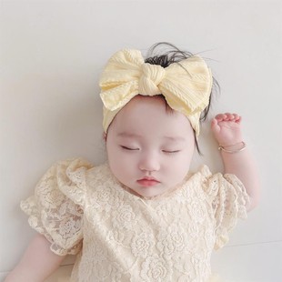 发带粉色婴儿蝴蝶结发带韩国女宝宝粉色公主头饰新生婴儿满月护囟