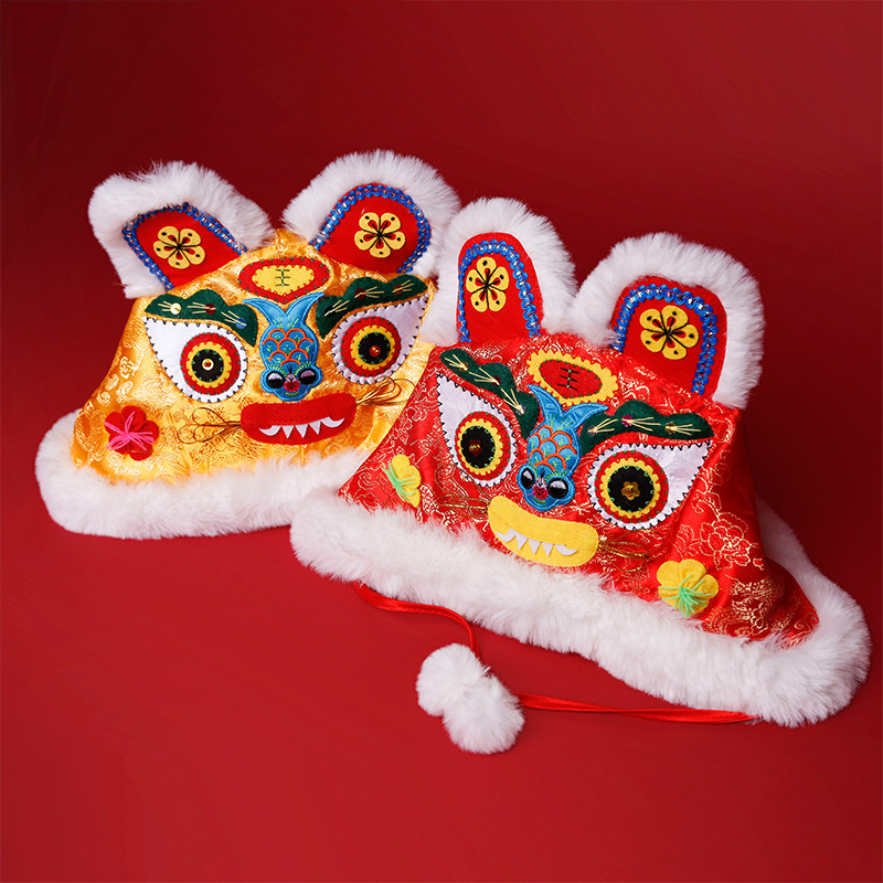 2022虎头帽儿童老虎帽网红新年冬季成人帽子传统毛绒可爱周岁宝宝