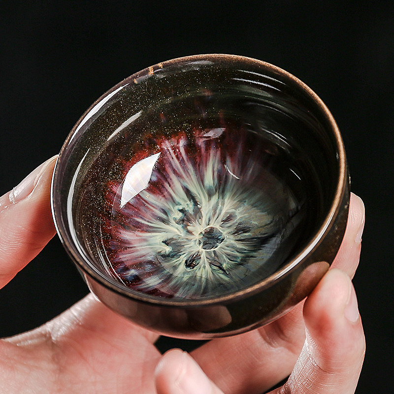 砂金釉茶杯窑变陶瓷品茗杯斗笠杯主人杯单杯茶碗茶建盏功夫小茶杯