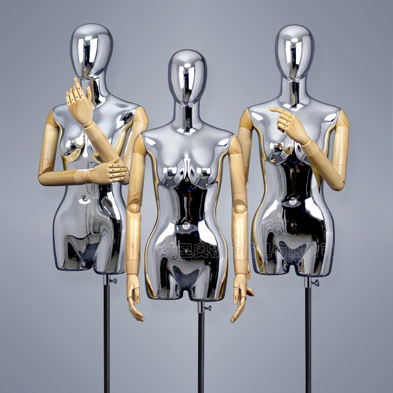 时尚造型随意摆动模特 电镀金色银色假人模特女 全身上半身货架