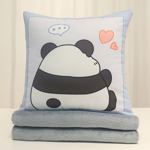 熊猫抱枕毯子二合一午睡办公室午休神器毛毯睡觉车上枕头被子两用