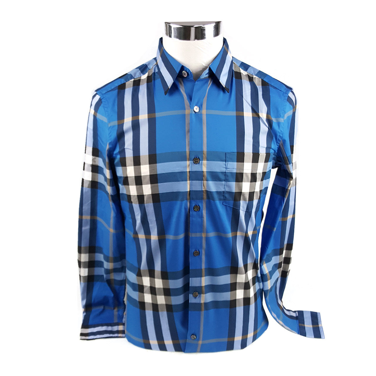 [9.9新]巴宝莉burberry男士蓝色棉质长袖衬衣 c043 518p