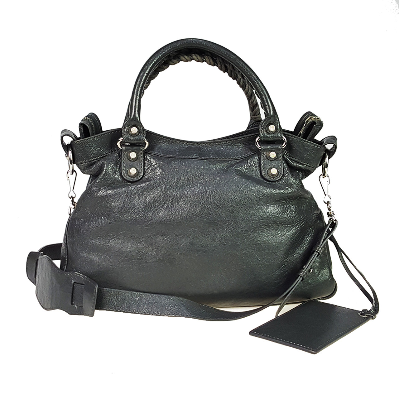 [9.5新] 巴黎世家balenciaga女士深灰牛皮单肩手提包 hs321