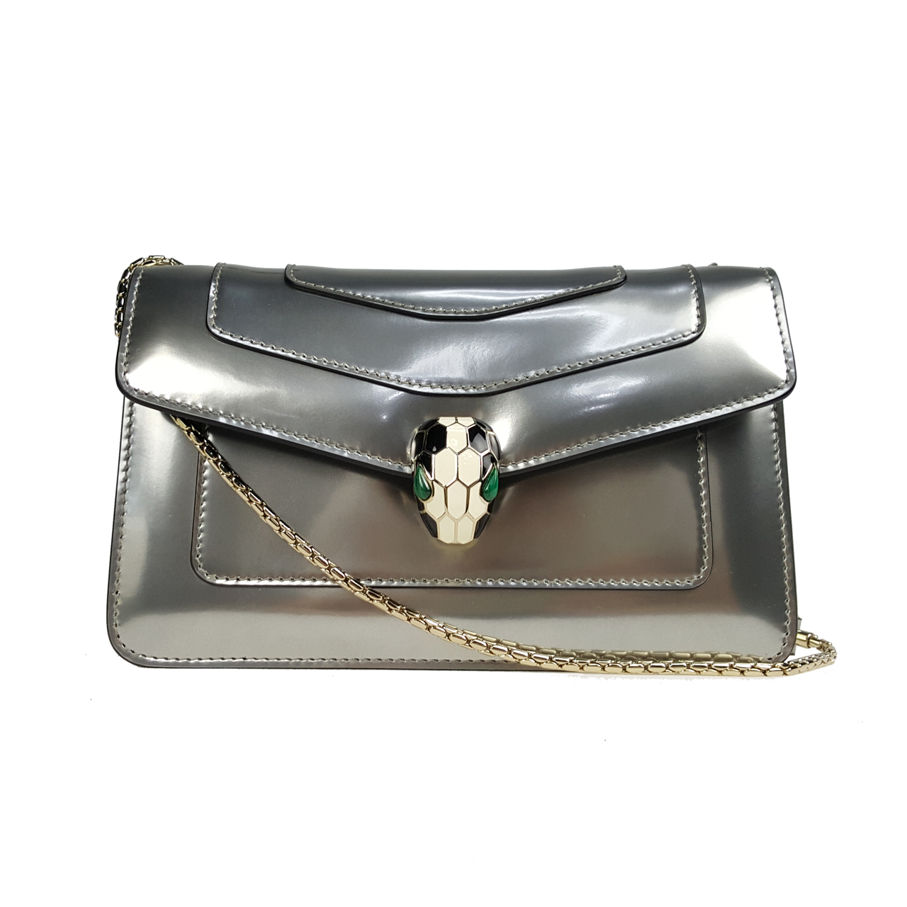 [未使用] 宝格丽 银色 镜面 蛇头包hs522 1119