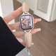 JUNMI手镯款牛皮真皮表带适用于苹果手表iwatch78s9表带apple watch654321se代Ultra2小众设计女款表带秋冬