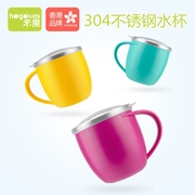 Heguo children's water cup 304 stainless steel with lid non-insulation double-layer anti-scalding baby kindergarten household small cup