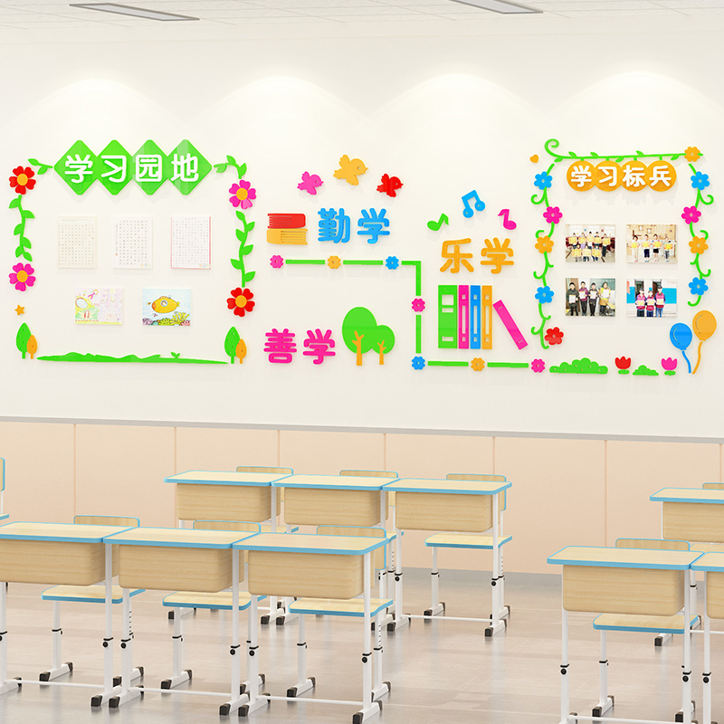 学习园地布置书香教室展示墙小学班级公告栏班务栏装饰文化墙贴纸